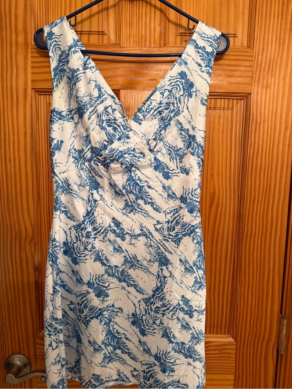 Lioness Blue & White V-Neck Mini Dress